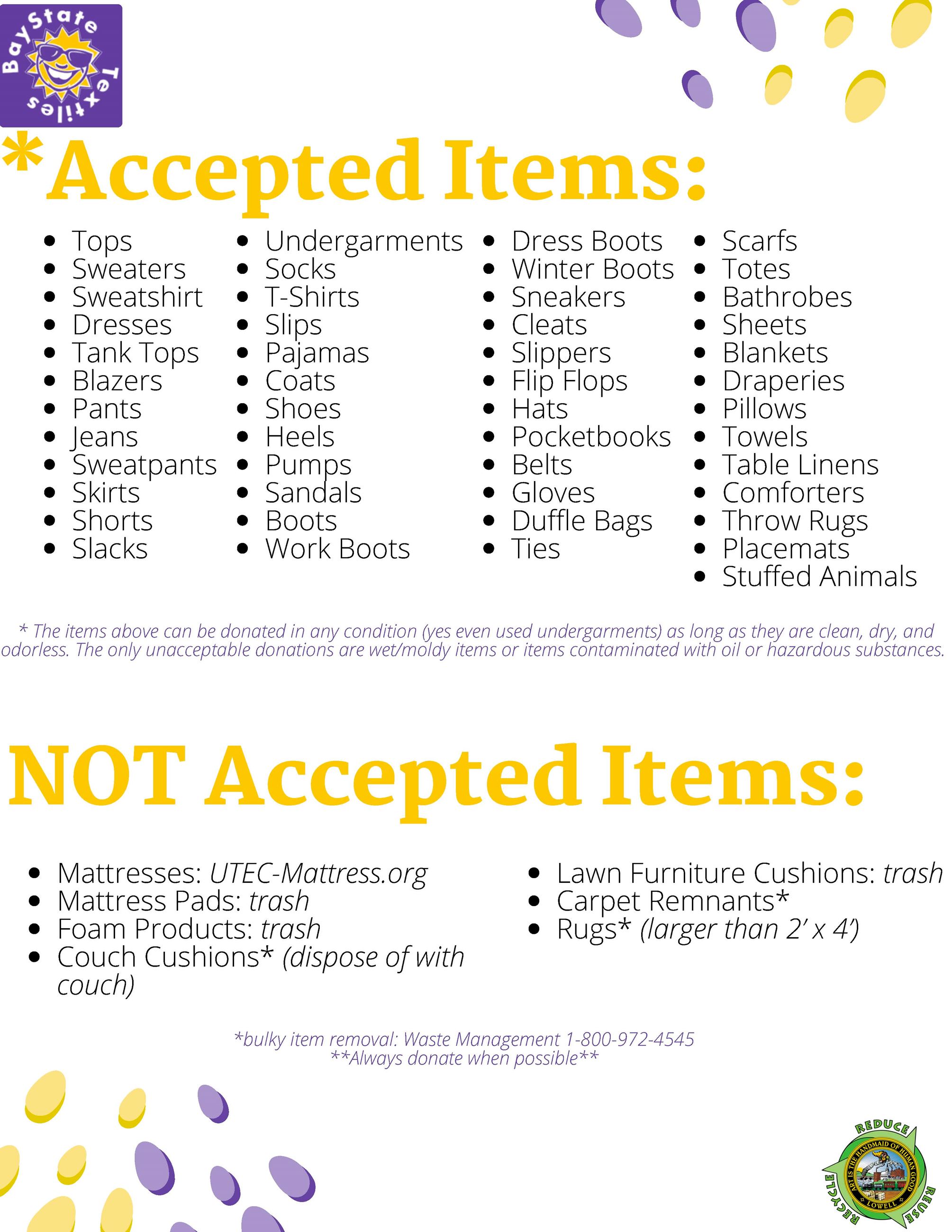 Acceptable Textile For Recycling 