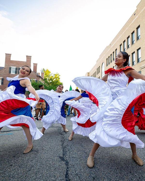 Dancers in the street, downtown Lowell