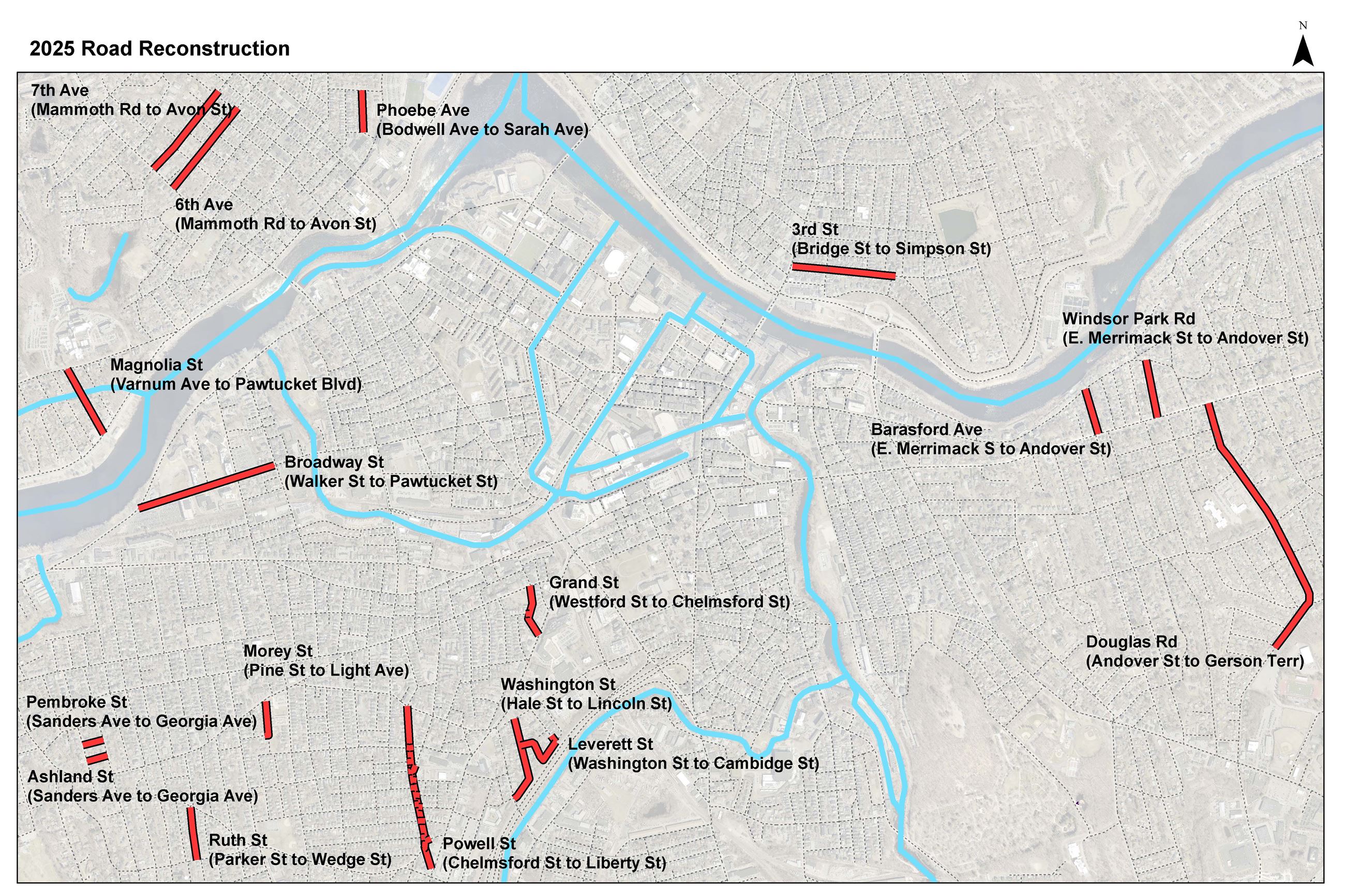 2025 Reconstruction Street Map