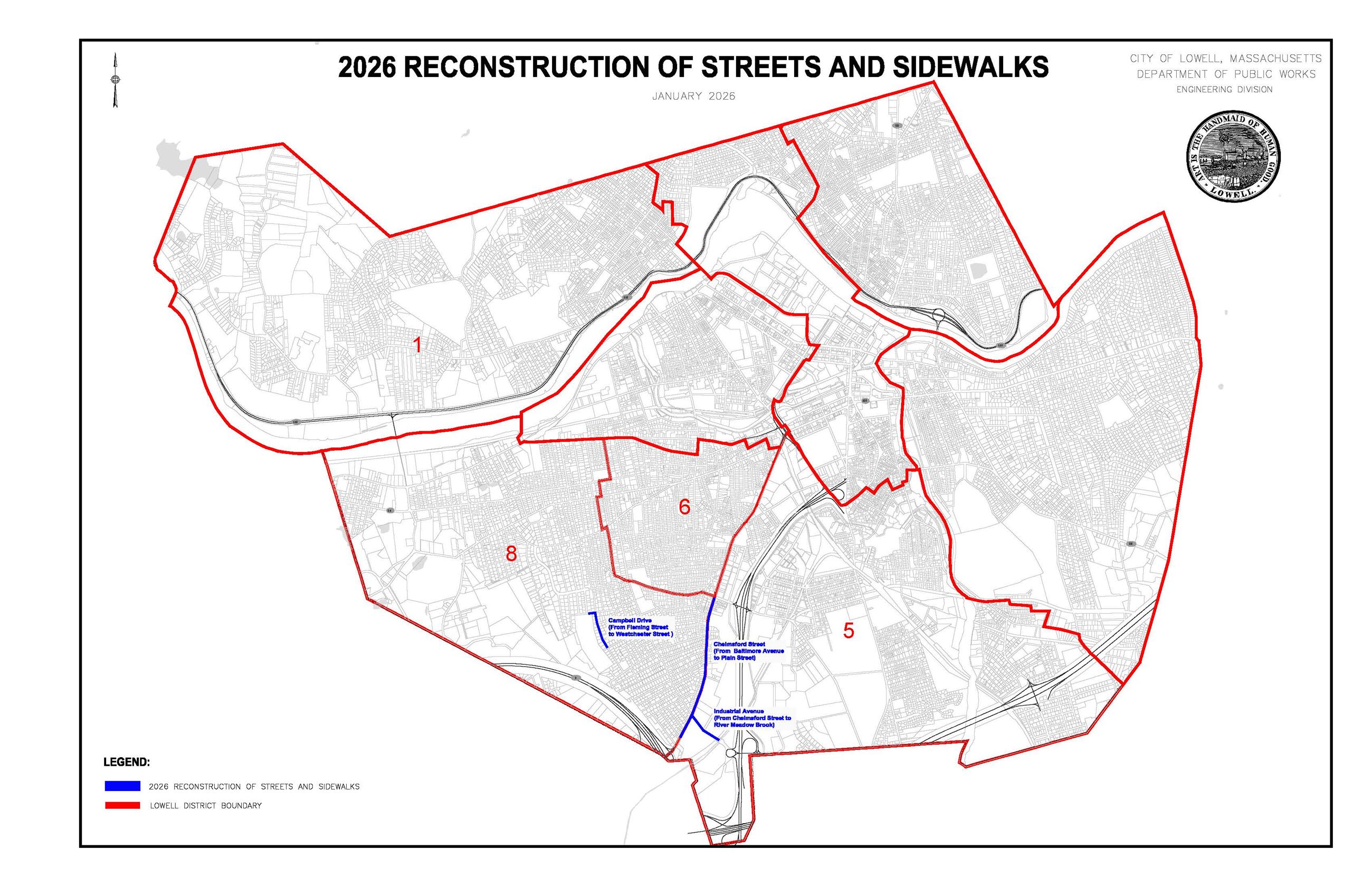 2026 Reconstruction of Street and Sidewalk - Map