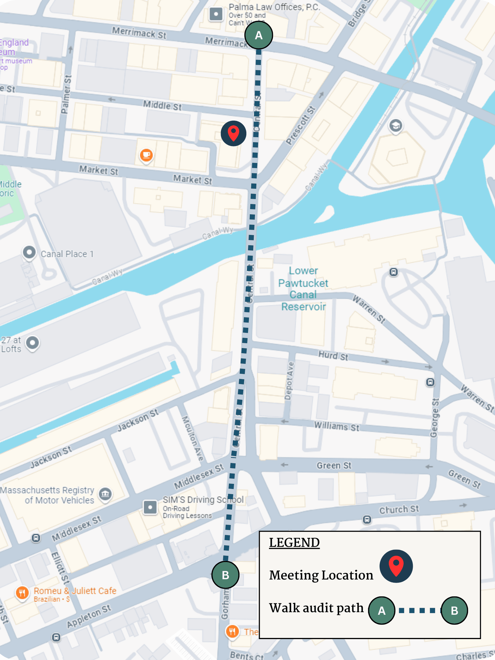 Central street walk audit route
