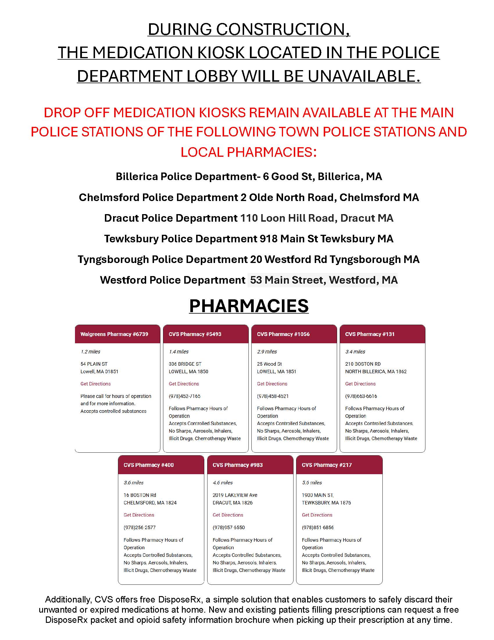 ALTERNATIVE MEDICATION DROP OFF LOCATIONS